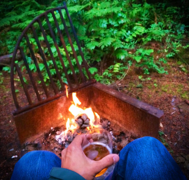Purple Rain IPA Port Townsend Brewing with campfire Small Town Washington