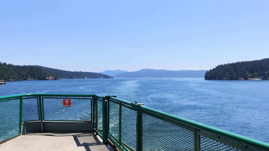 A nearly empty ferry in the San Juan Islands.