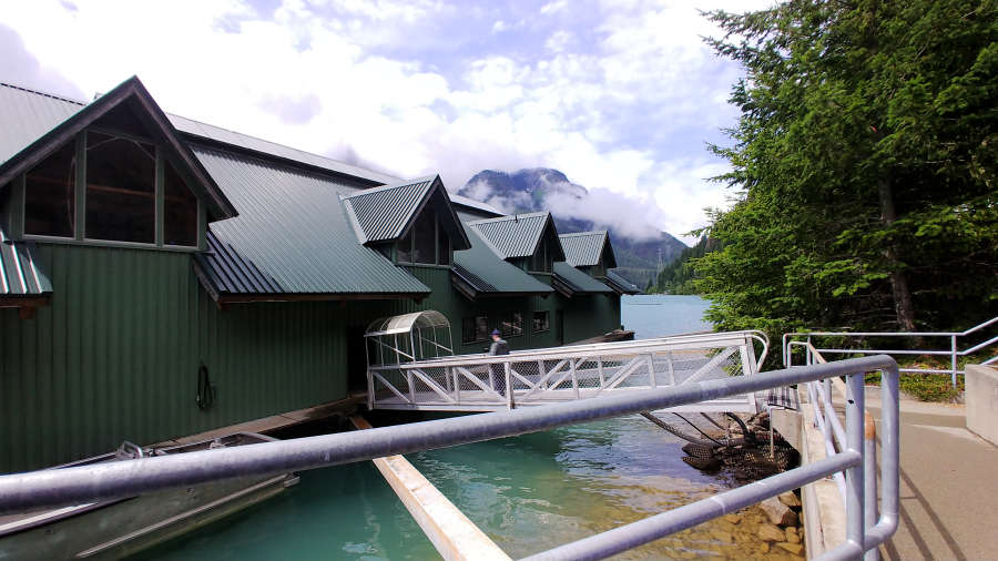 The boathouse for the Diablo Lake & Lunch Tour.