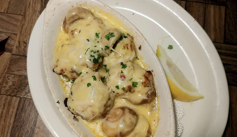 Crab and shrimp stuffed mushrooms at Sea Galley in Union Gap, Washington.