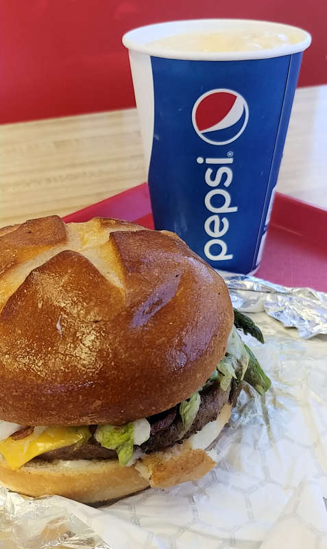 An asparagus bacon cheeseburger at Pepp'rmint Stick in Union Gap, Washington.