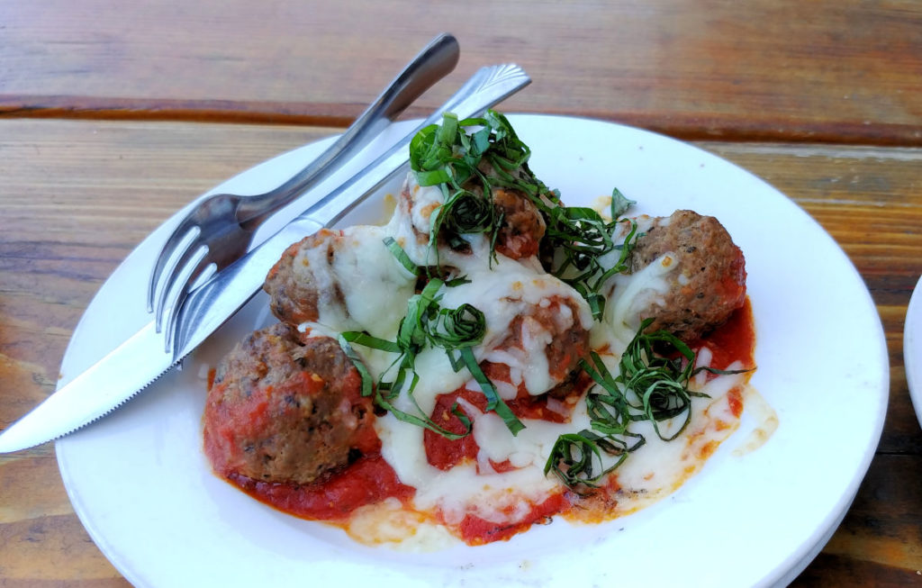 Meatballs at Saddle Rock Pub Brewery.