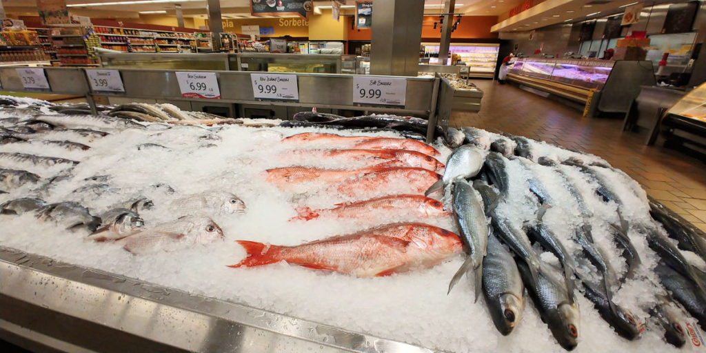 Fish at Seafood City Supermarket in Tukwila, Washington.