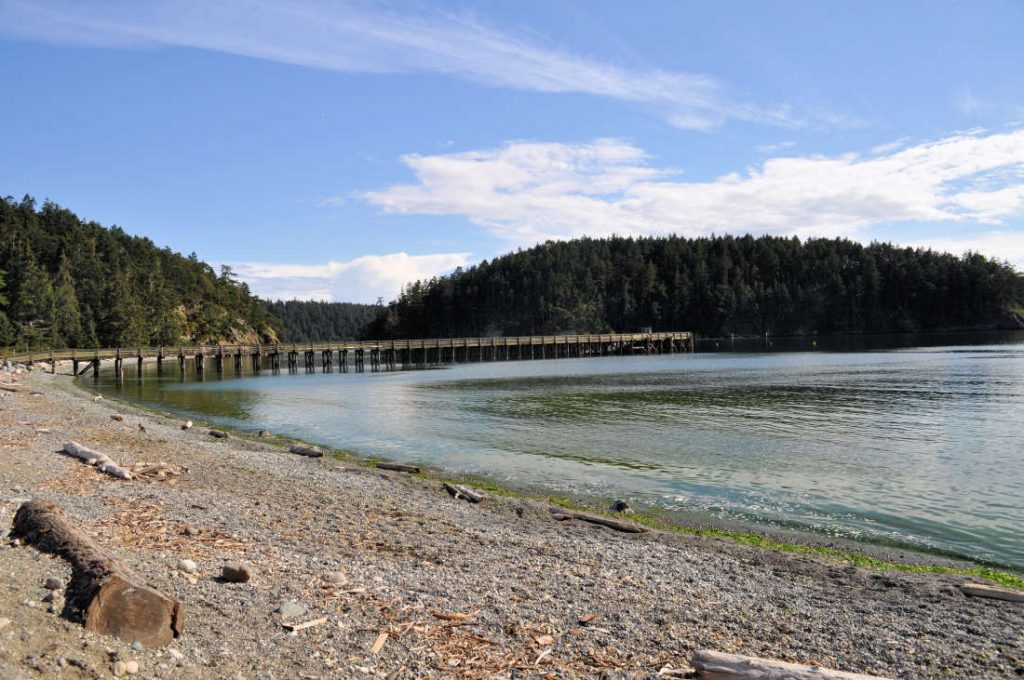 The beach at Bowman Bay at Deception Pass State Park. 