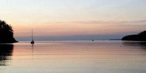 Sunset at Bowman Bay Campground at Deception Pass State Park.