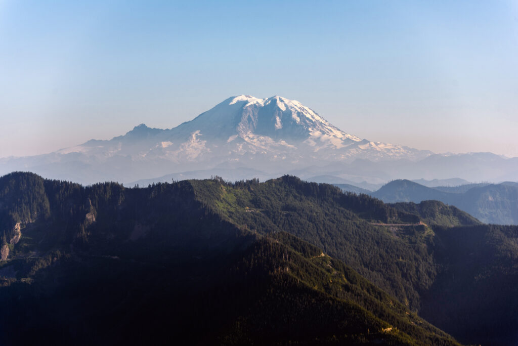 view of mount rainier from mailbox peak, one of the best hiking trails near seattle washington