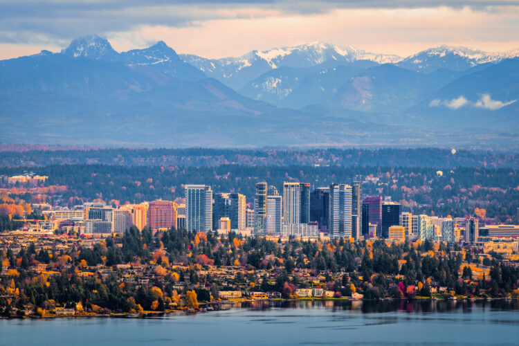 downtown bellevue washington as seen from across the water, one of the best day trips from seattle washington