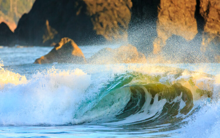 ocean wave crashing on oregon coast