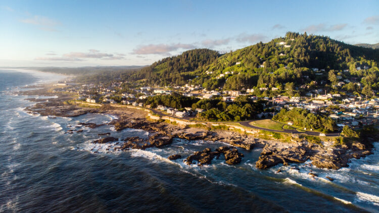 aerial view of yachats oregon