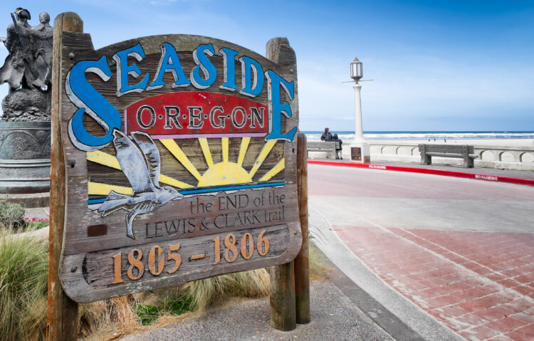 colorful wooden sign that reads "seaside oregon"