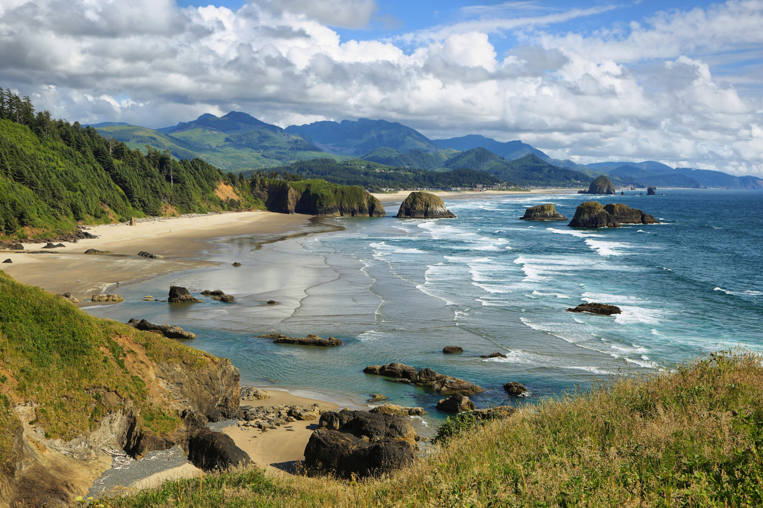 cannon beach as seen from above in manzanita, one of the best coastal towns in oregon