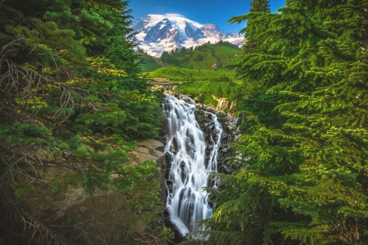 myrtle falls in mount rainier national park washington state