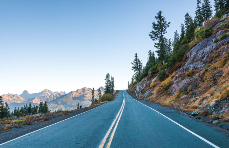 Views of mountains on a Washington road trip to Mt Baker