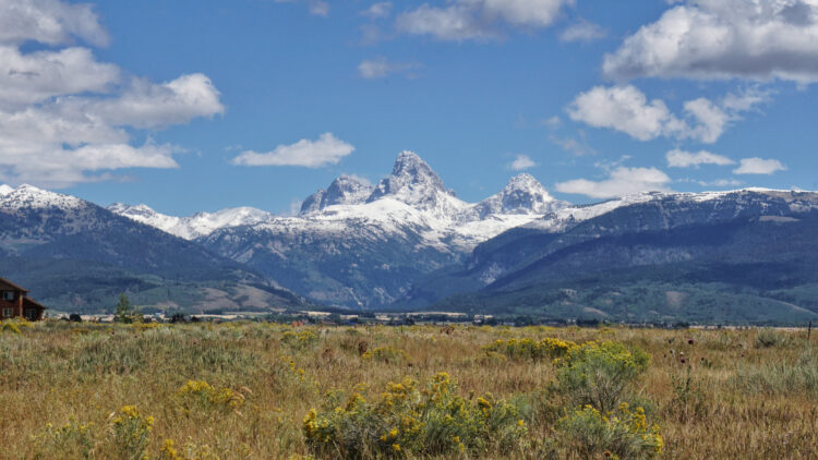 view of grand tetons from driggs idaho