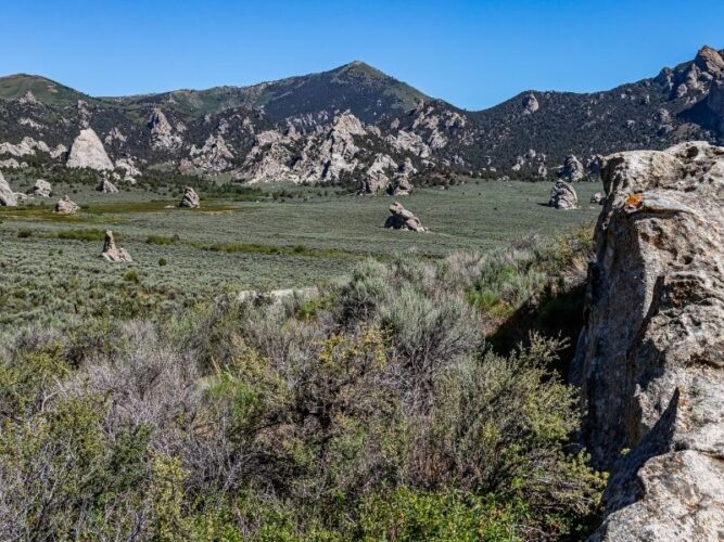 rock formations in city of rocks idaho, a great weekend getaway from boise out in nature